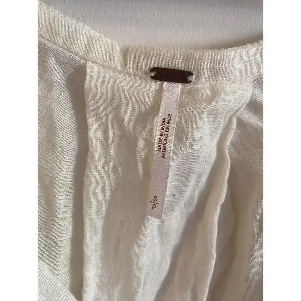 Free People Cotton Noyal Counting Stars Tunic Ivory White Size Small
